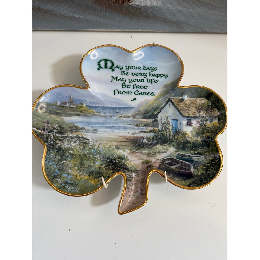 Franklin Mint Irish Blessing Shamrock Porcelain Plate Hilary Scoffield Wall Hang